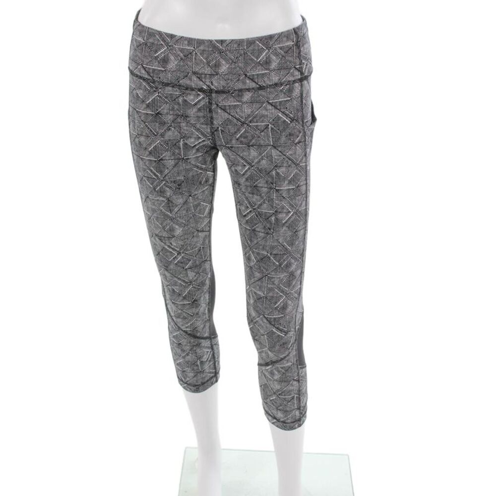 Lululemon Women Capri Leggings Black Geometric Pull On Size 6